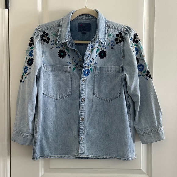 Lucky Brand Embroidered Denim Shirt Size S - Picture 6 of 16